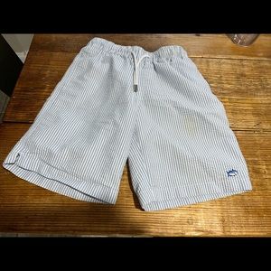 Boys medium 8/10 southern tide seer sucker swim trunks like NEW